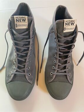 Nothing New Men’s Classic High-Top Canvas Sneakers in Charcoal Gray GUC 11M